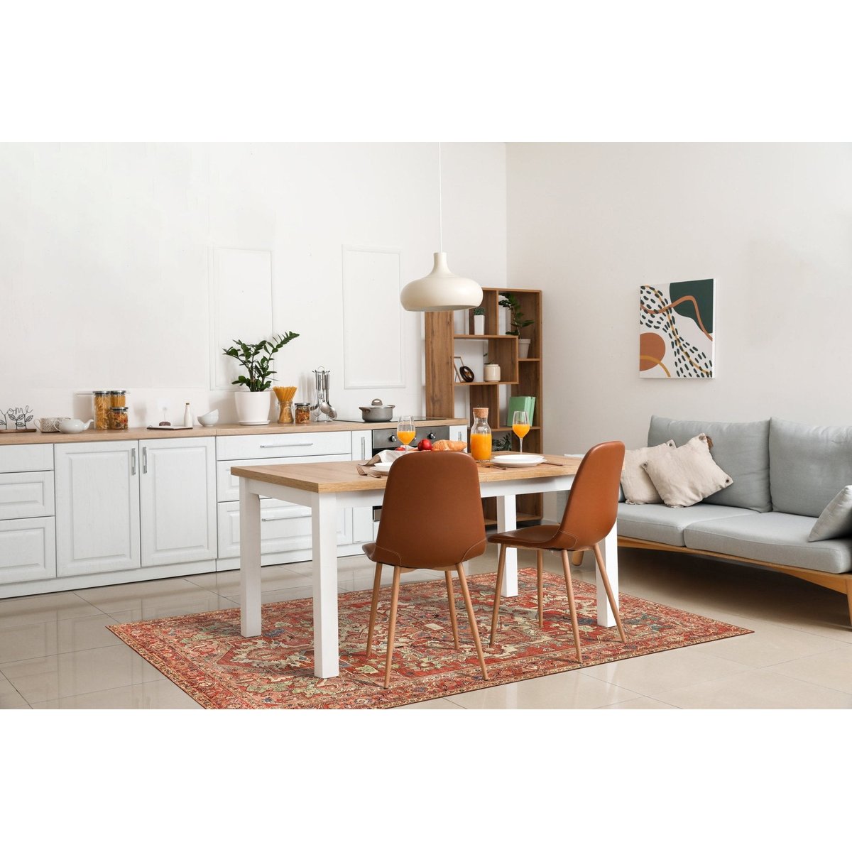 Tapis design impression haute définition HENRI rouge naturel, AFK LIVING