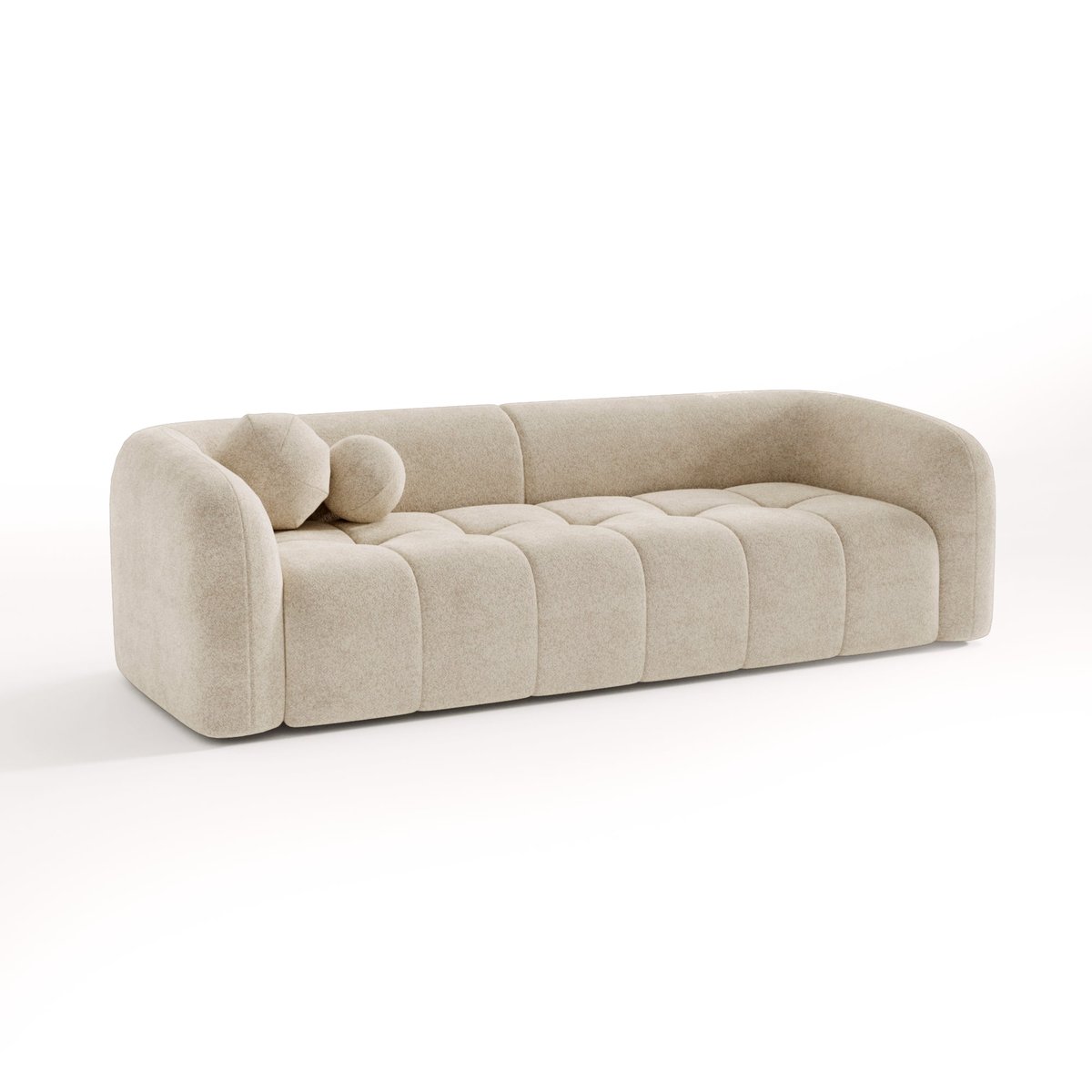 Canapé 3 places en velours texturé HAUSSMANN beige, SIA HOME