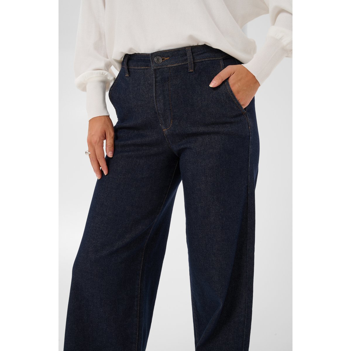 Jeans bleu dark blue unwashed denim, KAFFE