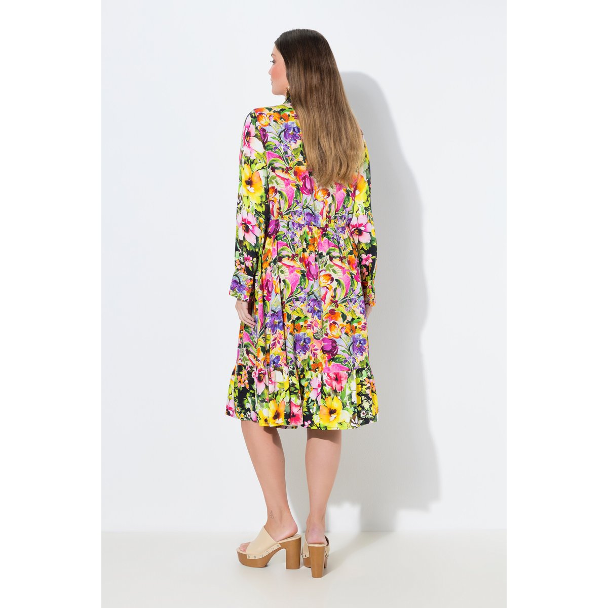 Robe midi coupe évasée, jeu d'imprimés baie d'été, ULLA POPKEN
