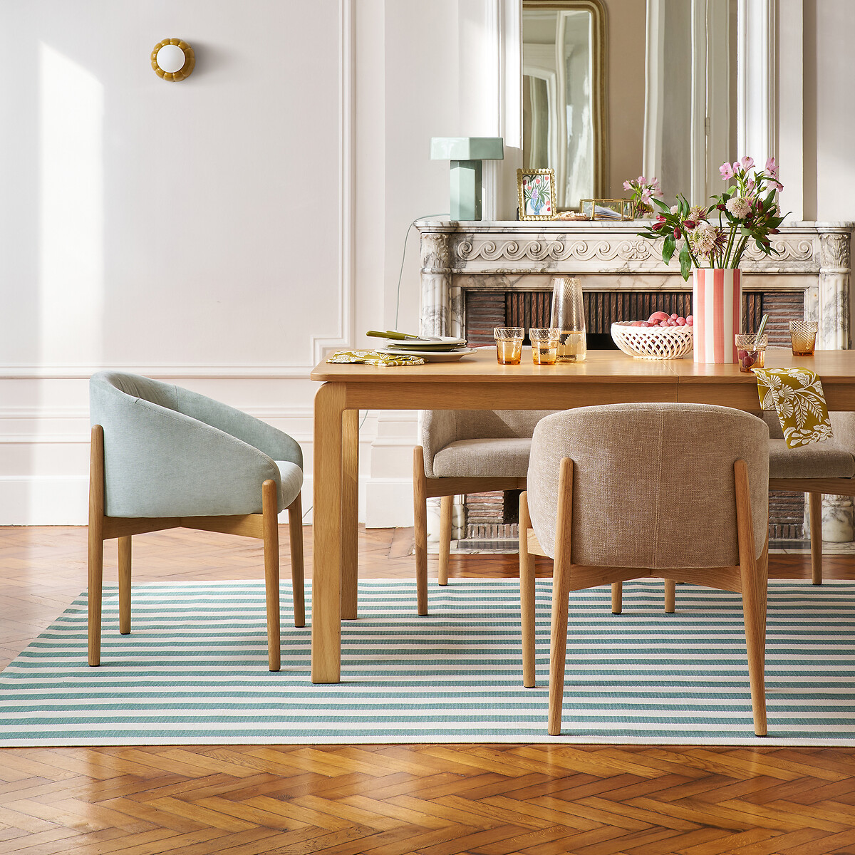 Fauteuil de table en tissu texturé, BECA céladon, LA REDOUTE INTERIEURS