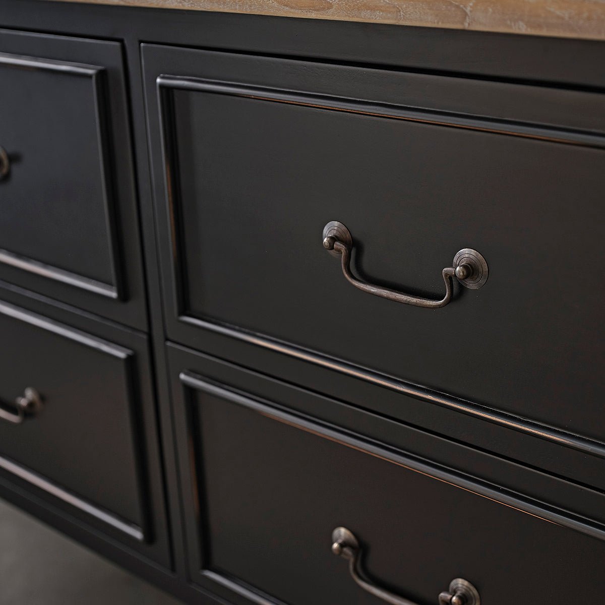 Commode en bois massif 120 cm 4 tiroirs  BASTIDE noir, BERAH GETAH