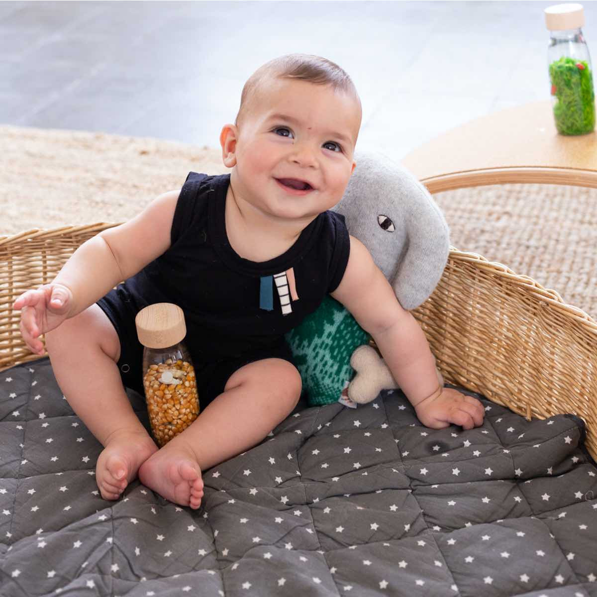 Bouteille sensorielle Jurassic SPY bleu, PETIT BOUM