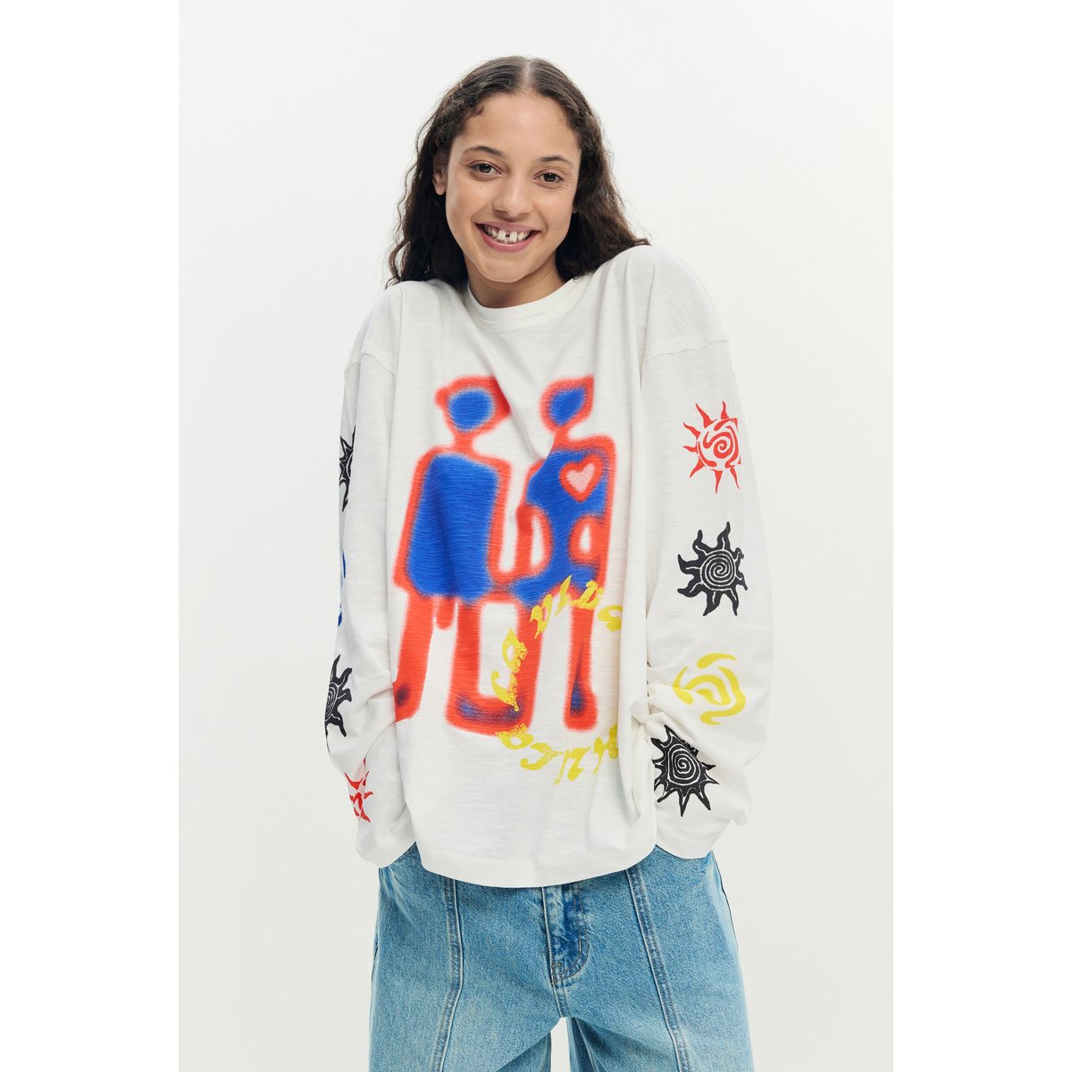 T-shirt coton imprimé blanc, DESIGUAL