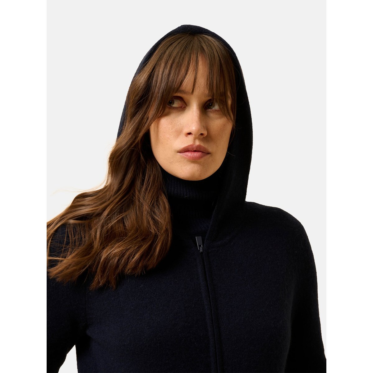 Gilet Zippé Capuche Navy Debbie bleu foncé, JUST CASHMERE
