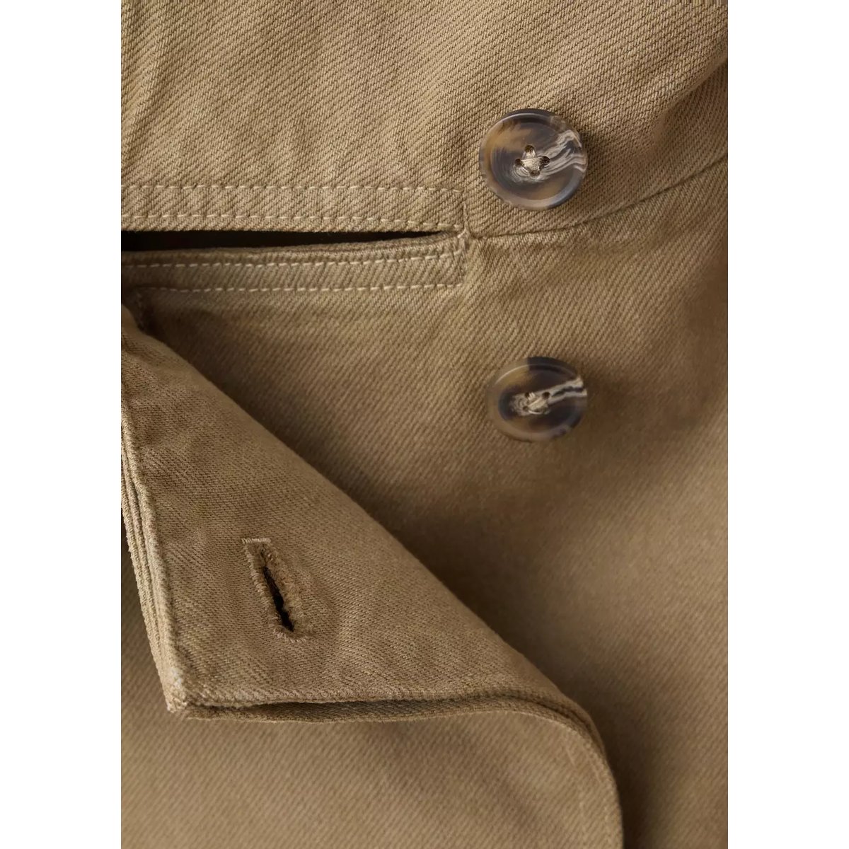 Parka denim à col cheminée kaki, MANGO