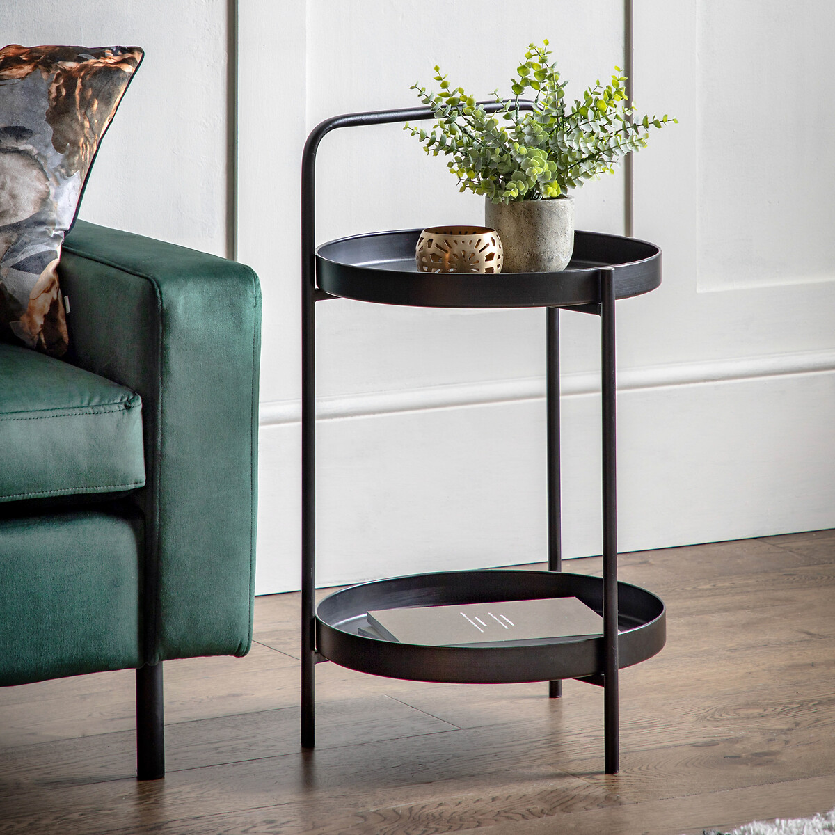 Etah Two Tier Metal Tray Side Table black, SO'HOME