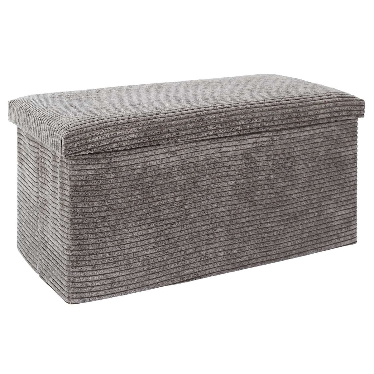 Banc de rangement pliable en velours côtelé SCOTT taupe, THE HOME DECO FACTORY