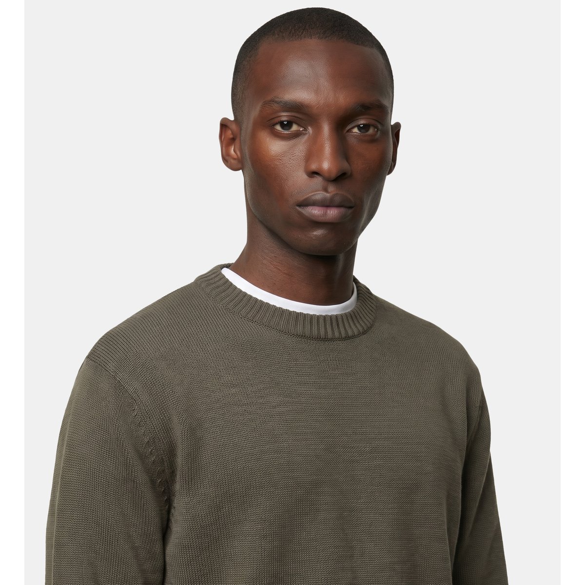 Pull leavy col rond laine mélangée kaki olive, GALERIES LAFAYETTE
