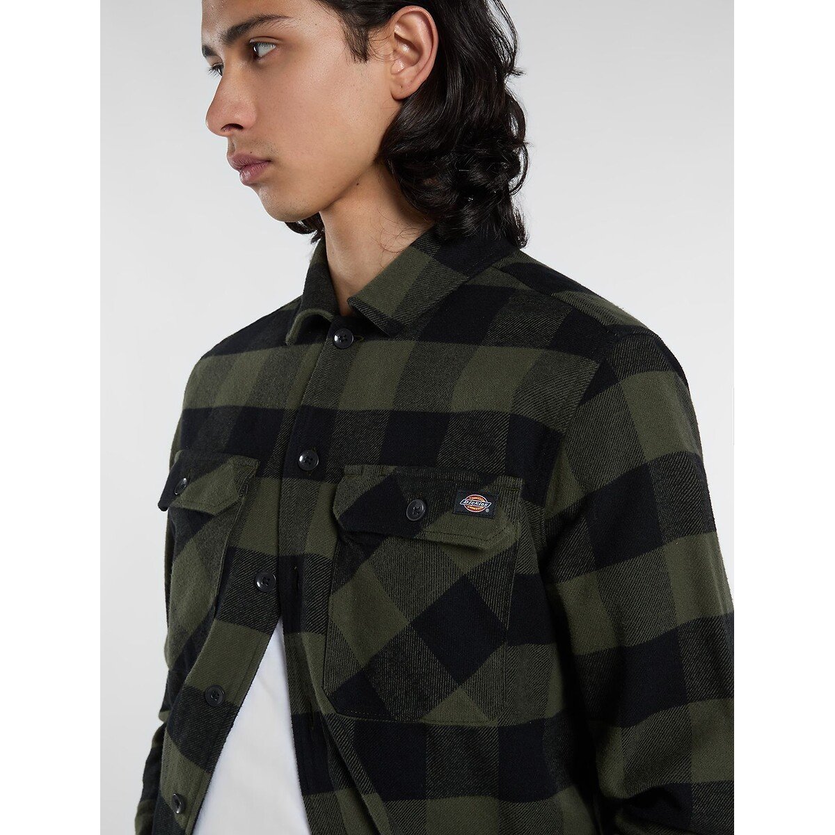 Chemise manches longues, unisexe, SACRAMENTO noir/kaki, DICKIES