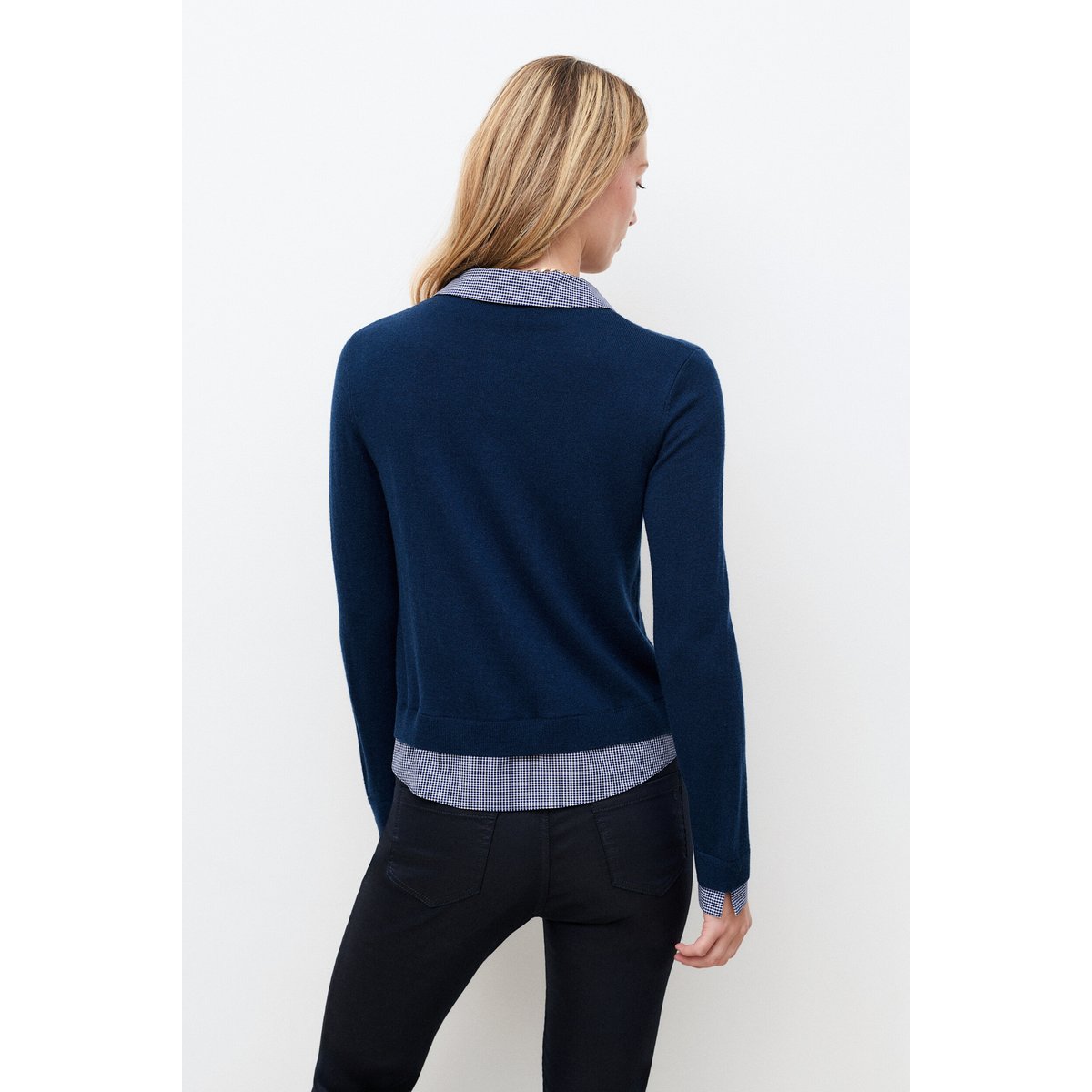 Pull droit cachemire MLENNY bleu marine, CAROLL