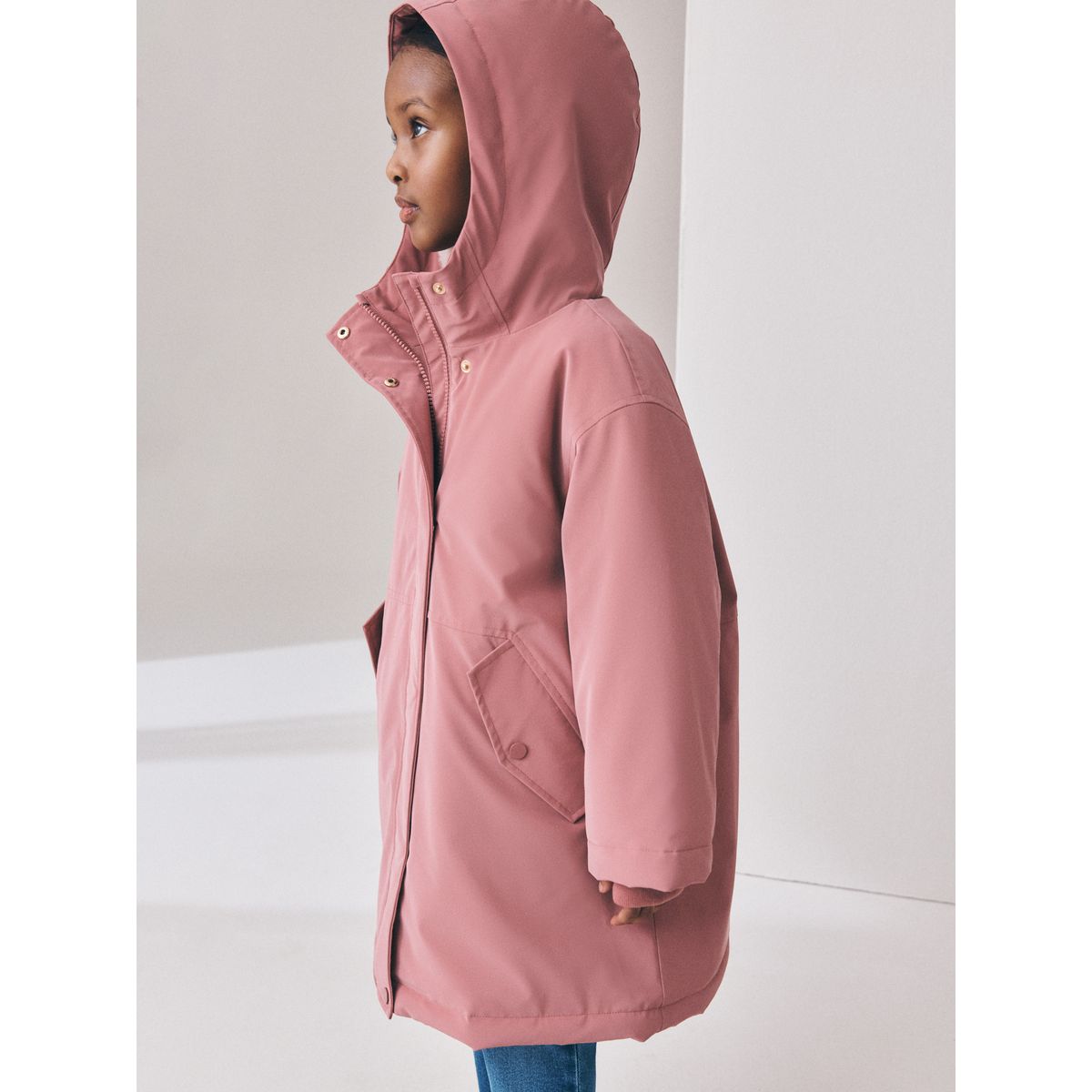 Veste déperlante doublée de imitation fourrure rose, NEXT