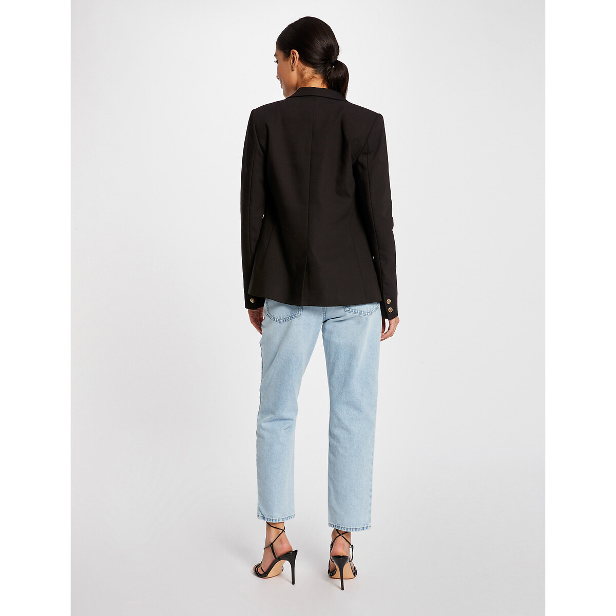 Veste tailleur droite boutonnée noir, MORGAN