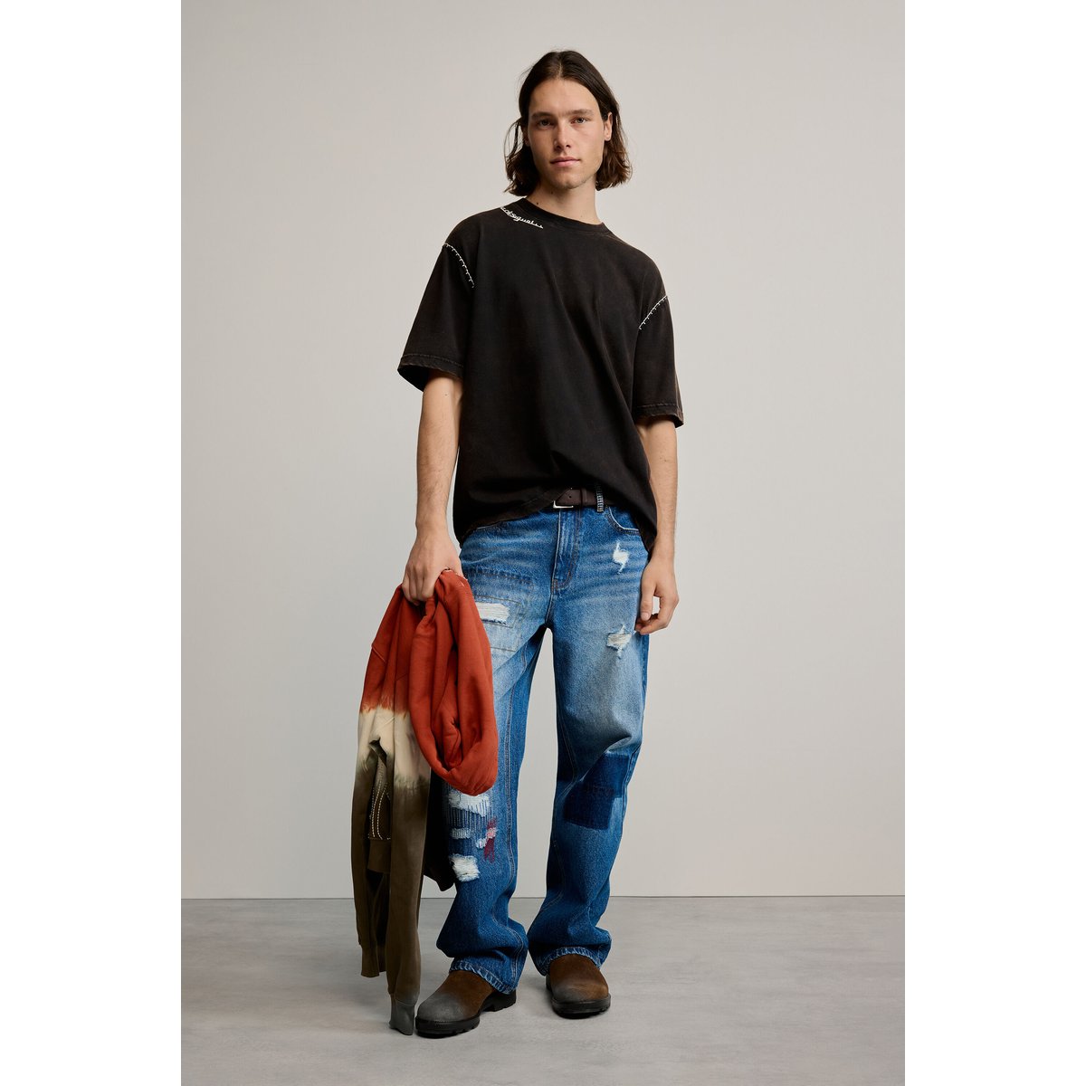 T-shirt uni détail noir, DESIGUAL