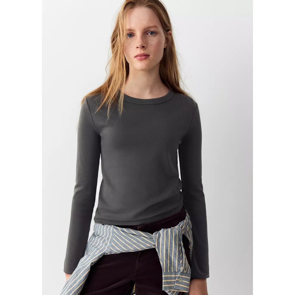 T-shirt coton effet délavé gris anthracite, MANGO TEEN
