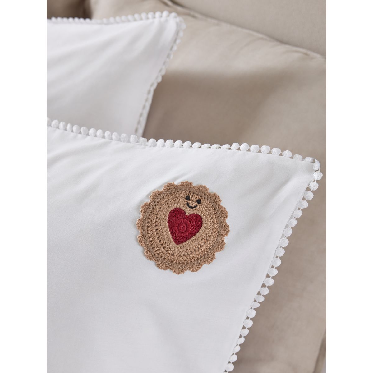 Housse de couette et taie en crochet blanc, NEXT