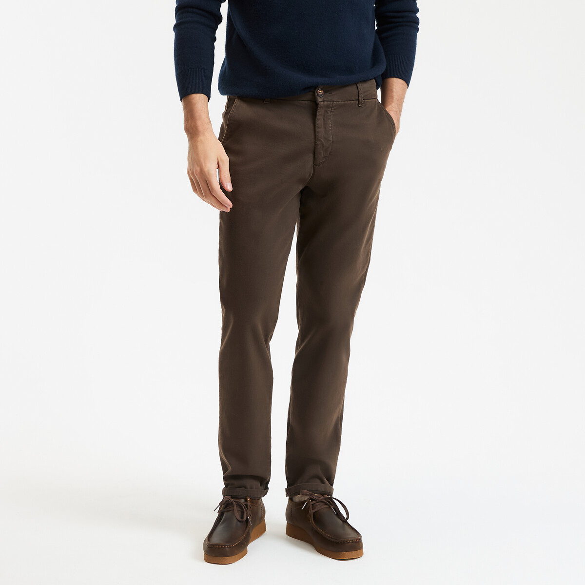 Pantalon chino Regular, signature FRANÇOIS chocolat, LA REDOUTE COLLECTIONS