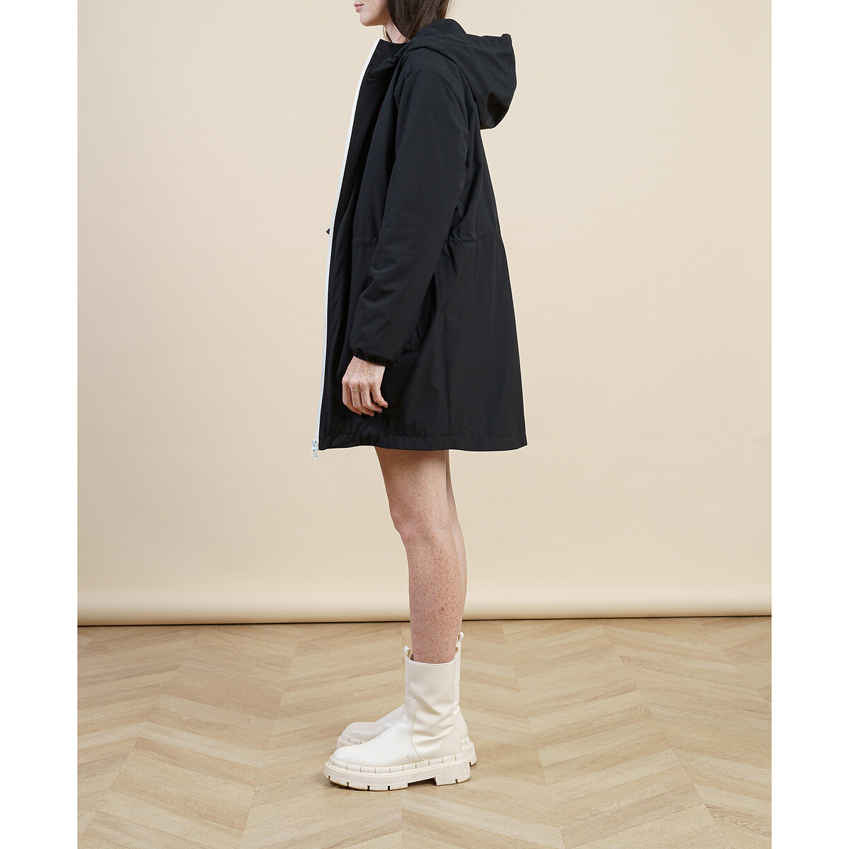 Parka mi-longue doublé polaire unisexe POMPIDOU noir, FLOTTE
