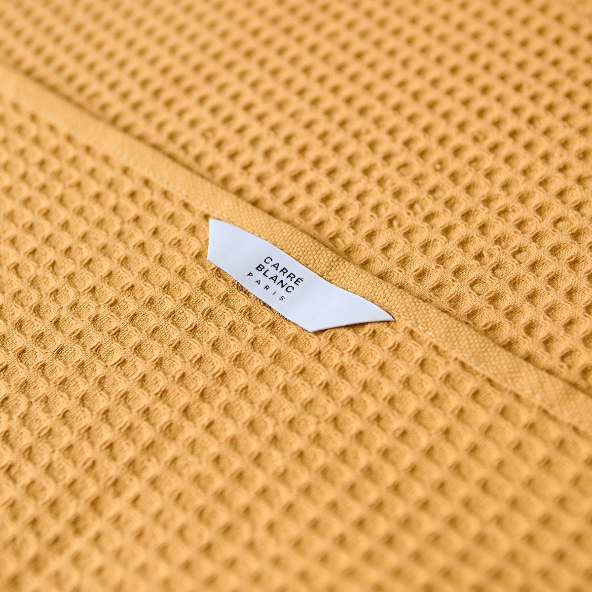 Torchon coton nid d'abeille Pantera vanille PANTERA curry, CARRE BLANC
