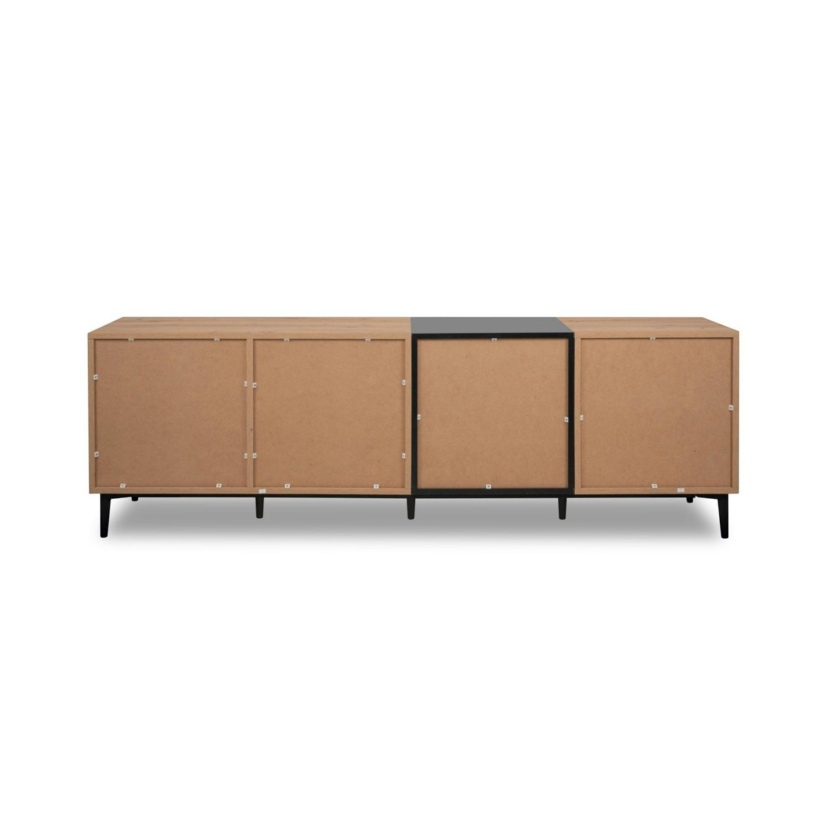 Buffet moderne 4 portes décor bois et noir ALVA bois naturel, PIER IMPORT