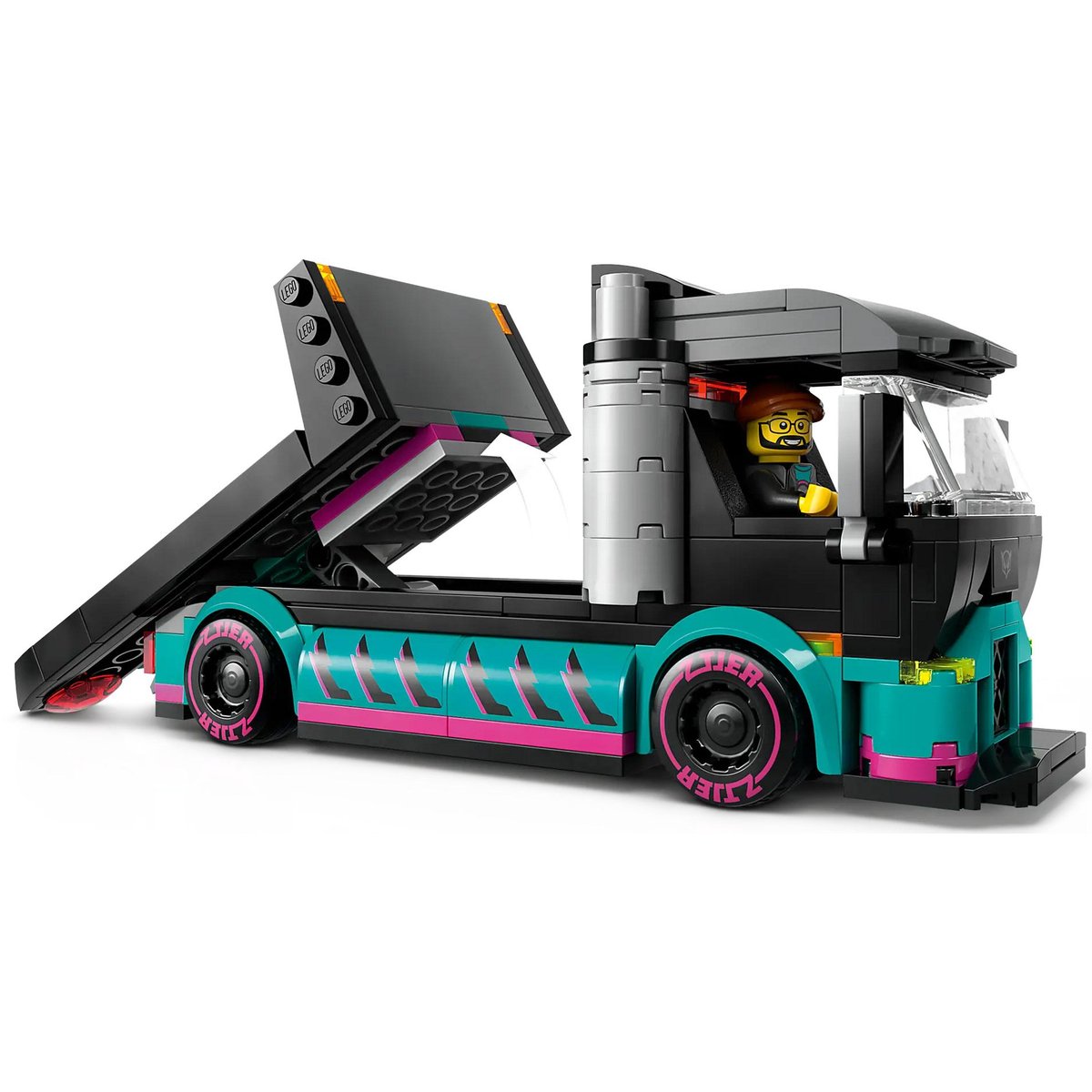 LEGO City - Voiture de course et camion de transport - Set 60406 pour enfants multicolore, LEGO