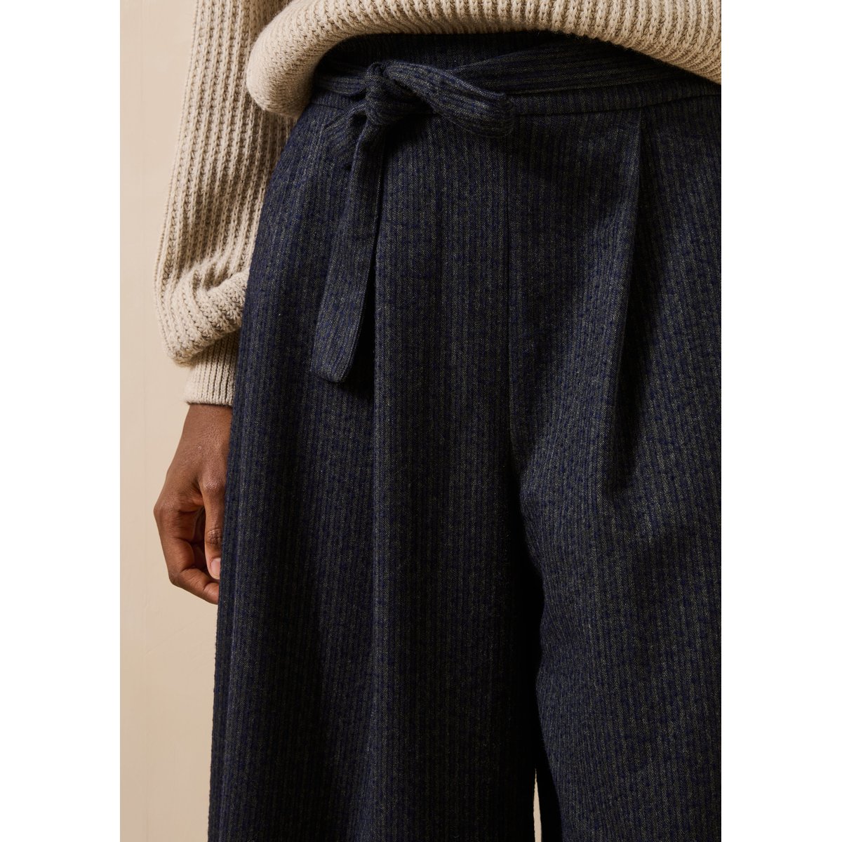 Pantalon large à rayures anthracite, LA FEE MARABOUTEE
