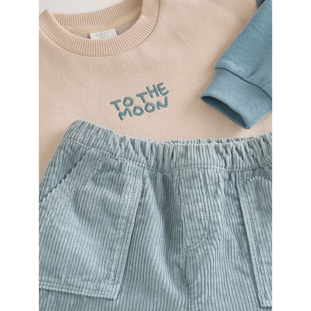 Sweat et pantalon en velours bébé, 2 pièces étoiles bleues/crème, NEXT
