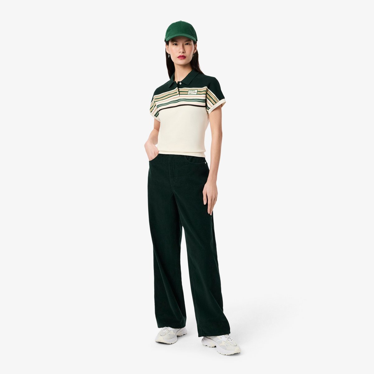 Pantalon wide fit velours côtelé vert-yzp, LACOSTE