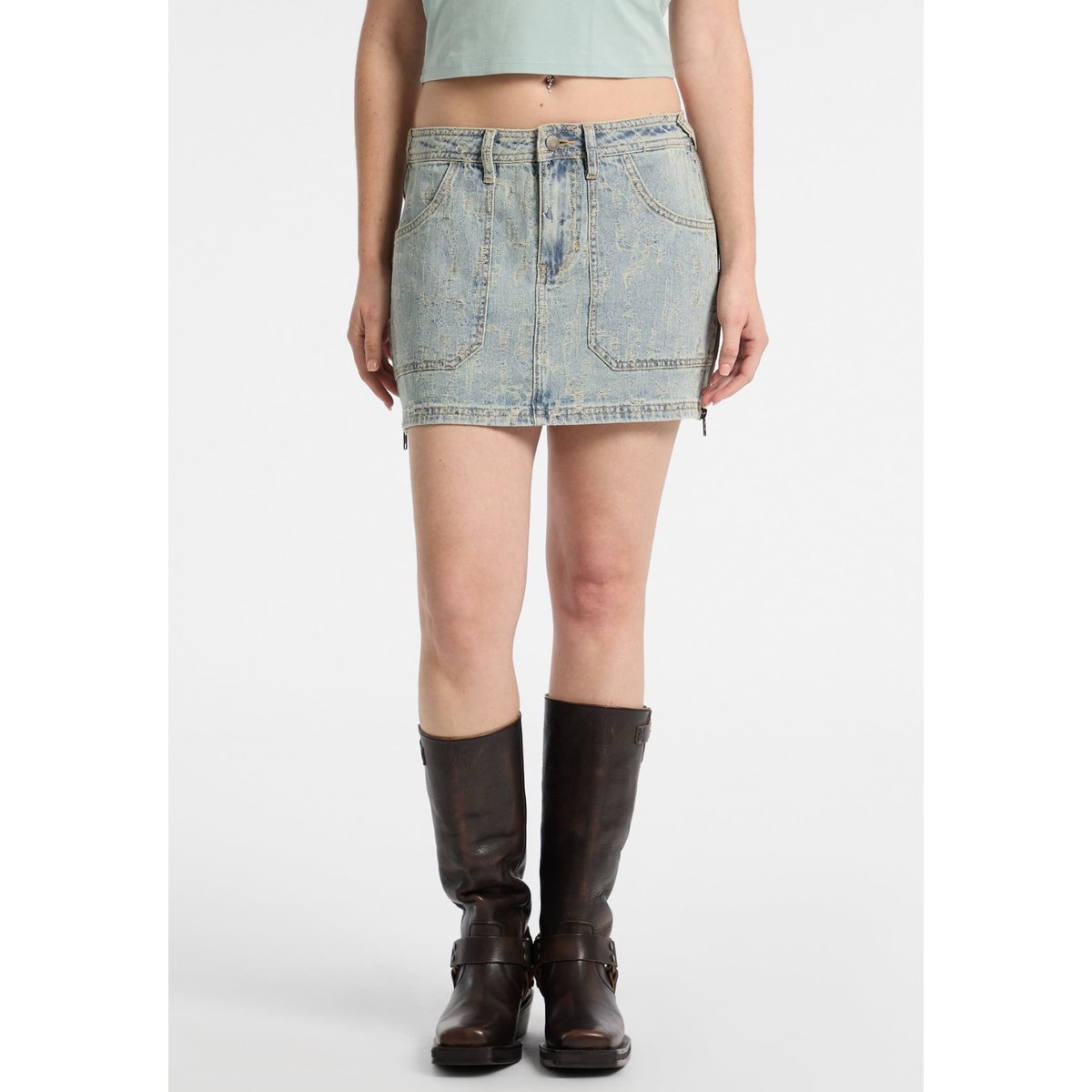 Mini-Jupe En Jean gris, GUESS