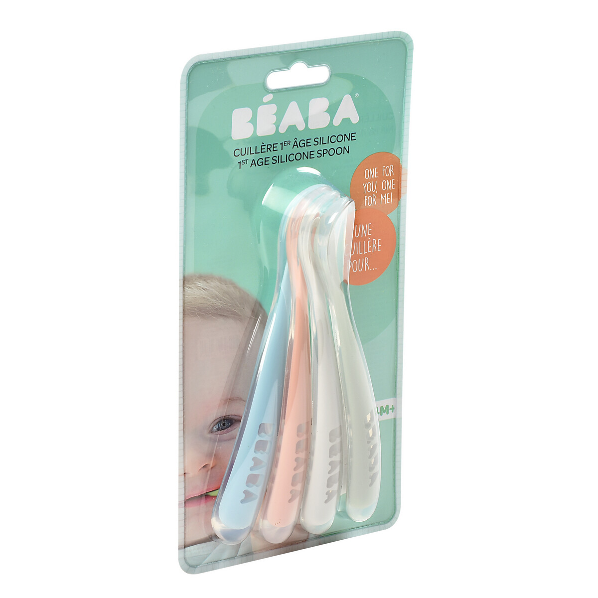 Lot de 4 cuillères 1er âge silicone multicolore, BEABA