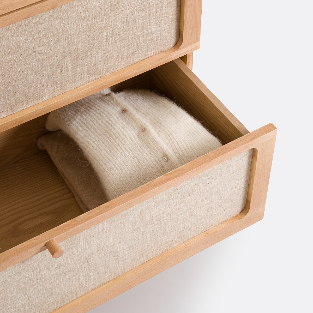 Commode 3 tiroirs, plaqué frêne et lin, Esmara teinté chêne /lin, LA REDOUTE INTERIEURS