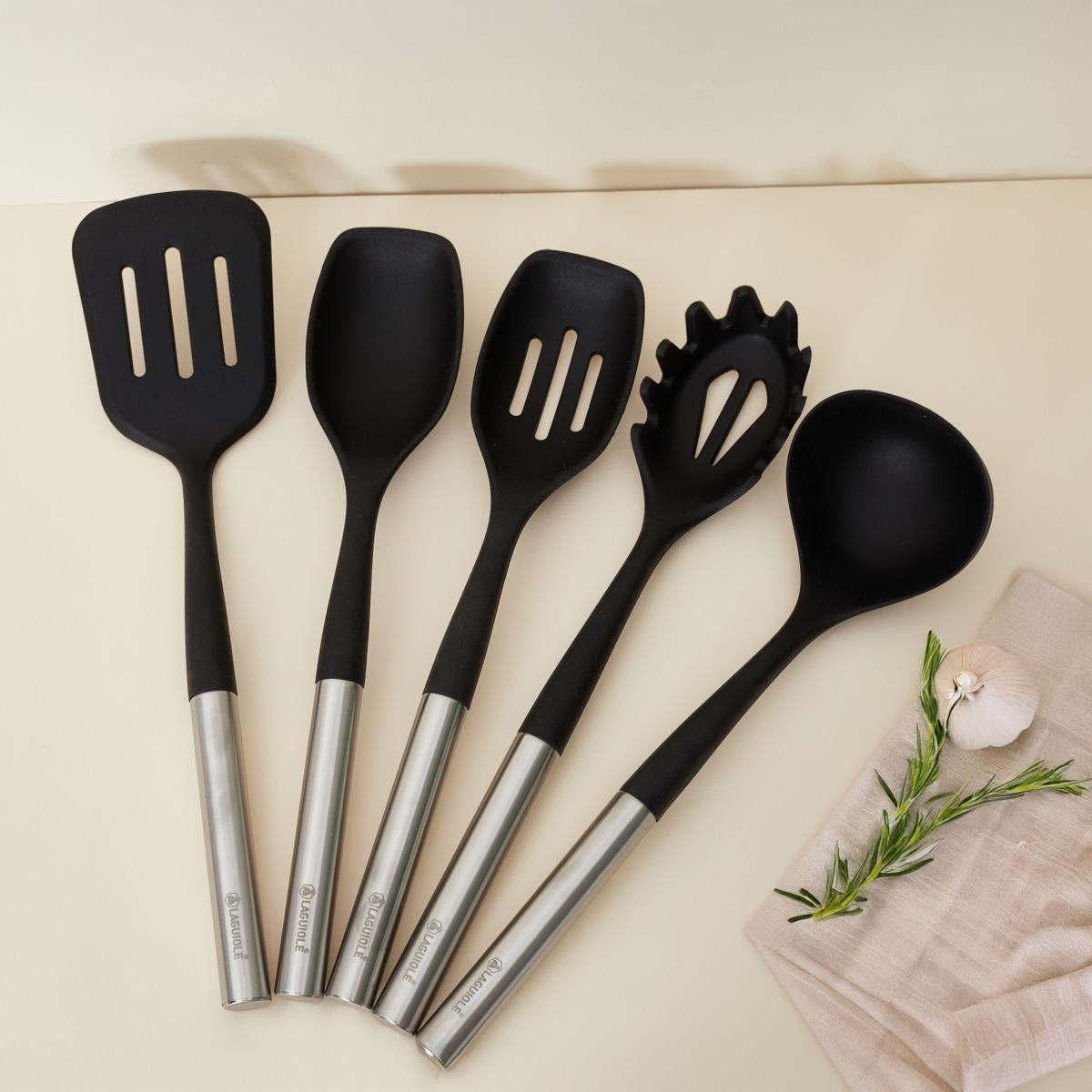 Set d'ustensiles en silicone 5 pièces - "Harmonie" couleur unique, LAGUIOLE CUISSON