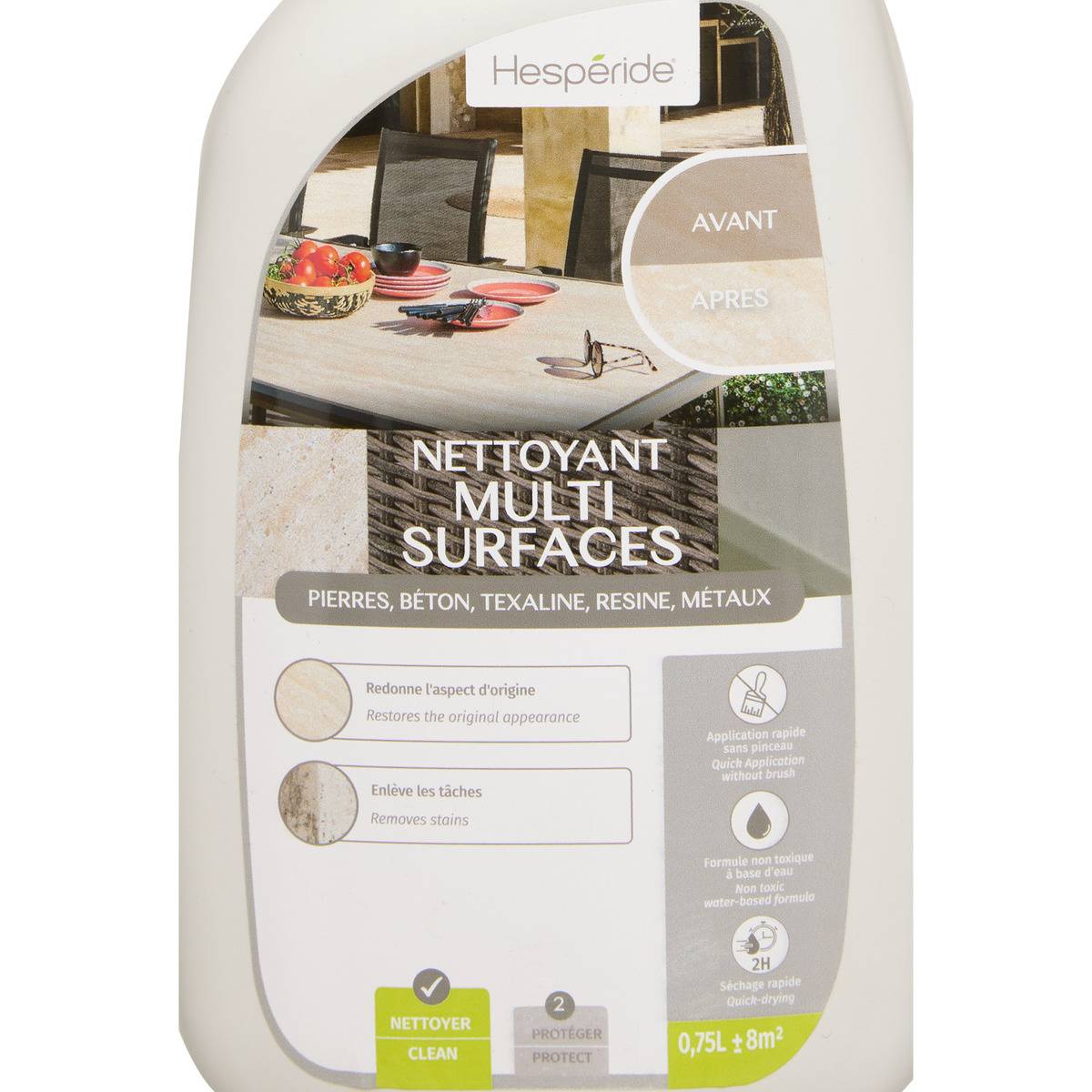 Spray nettoyant multi-surface extérieur 75cl blanc, HESPERIDE
