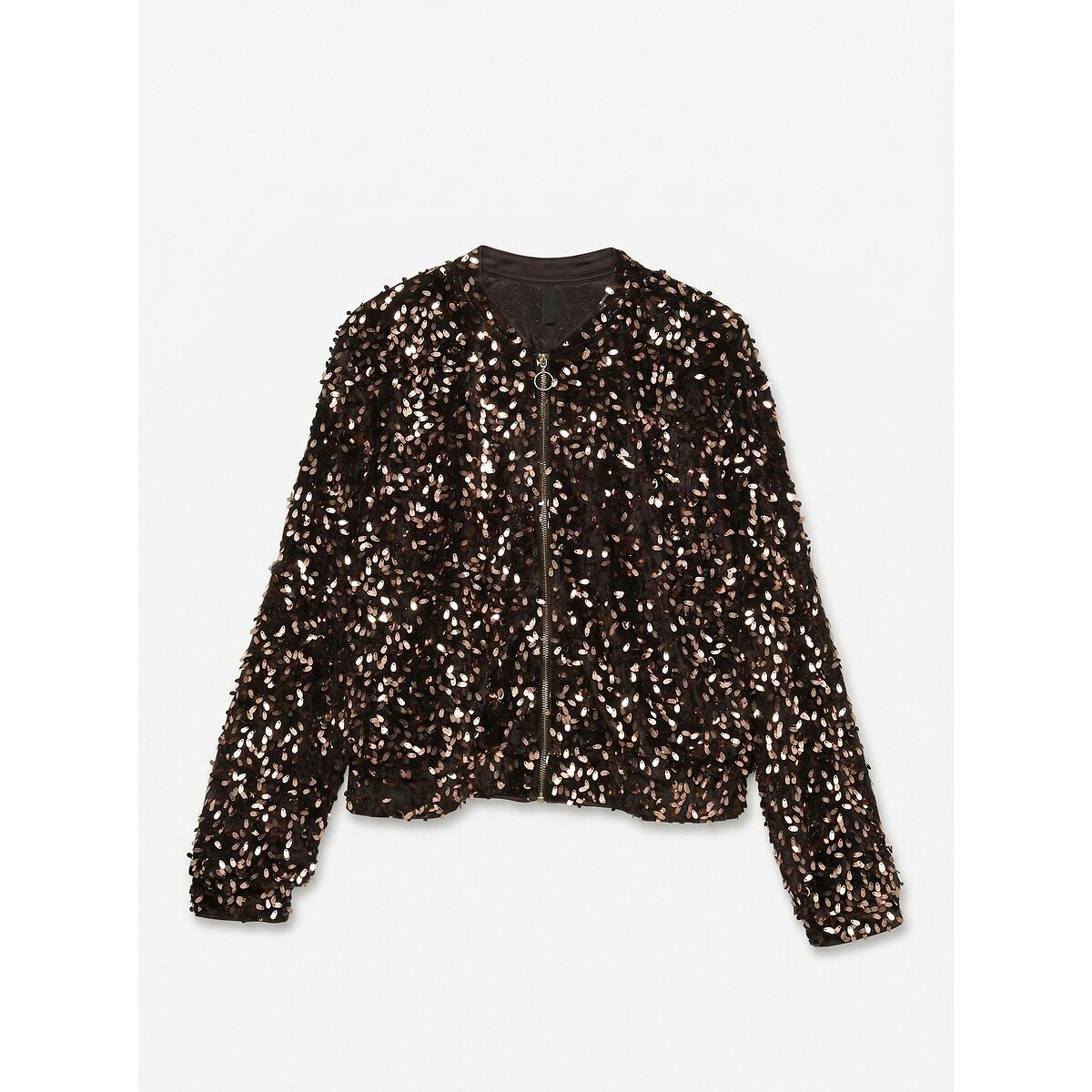 Bomber di paillettes marrone cioccolato, VERO MODA