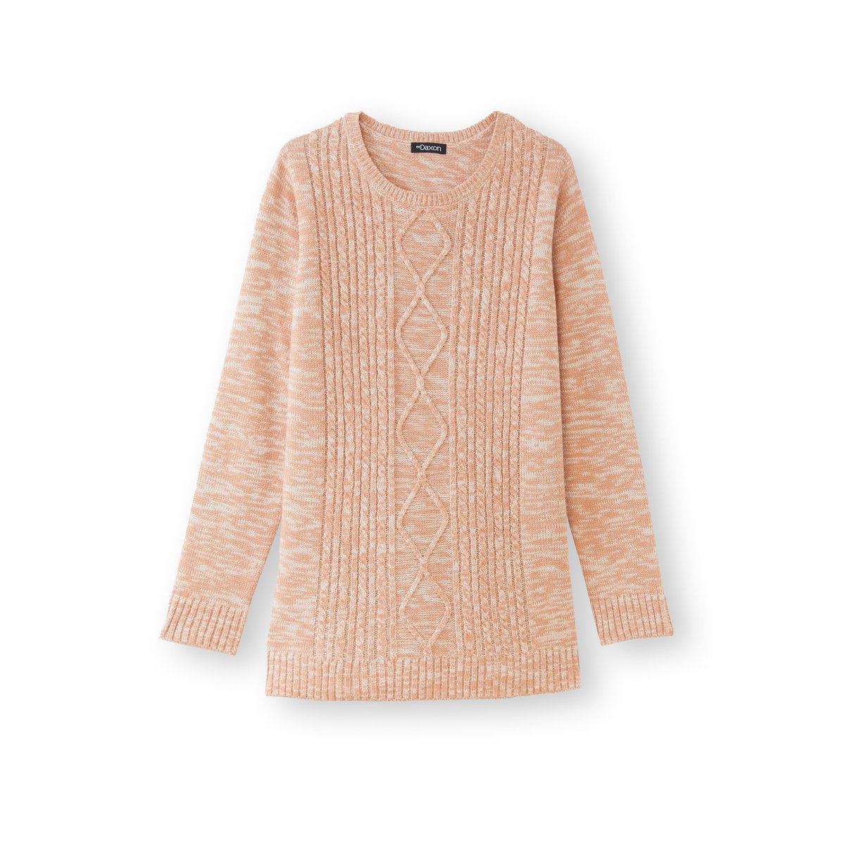 Pull à torsades encolure ronde chiné saumon, DAXON
