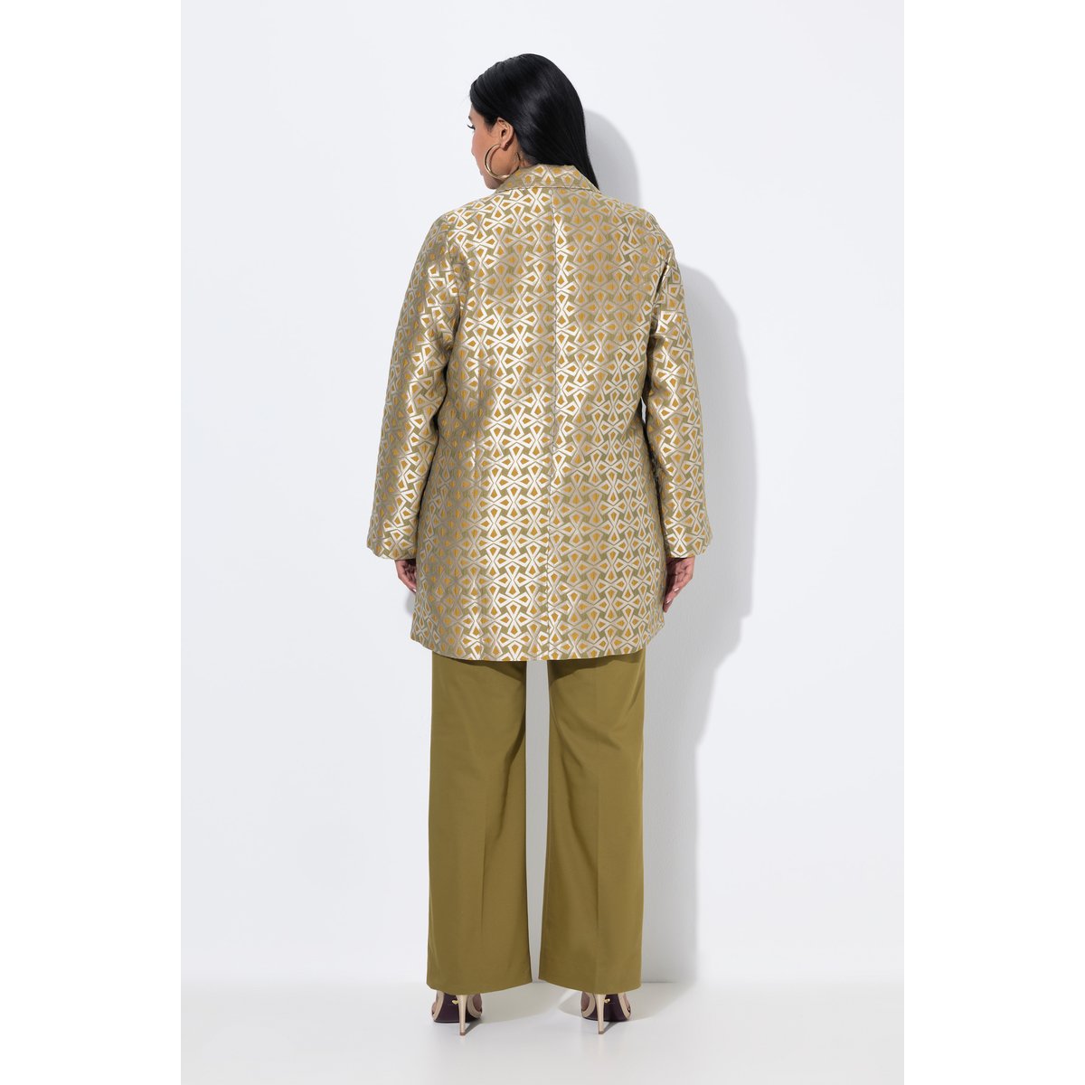 Chemisier en cupro vert olive, ULLA POPKEN