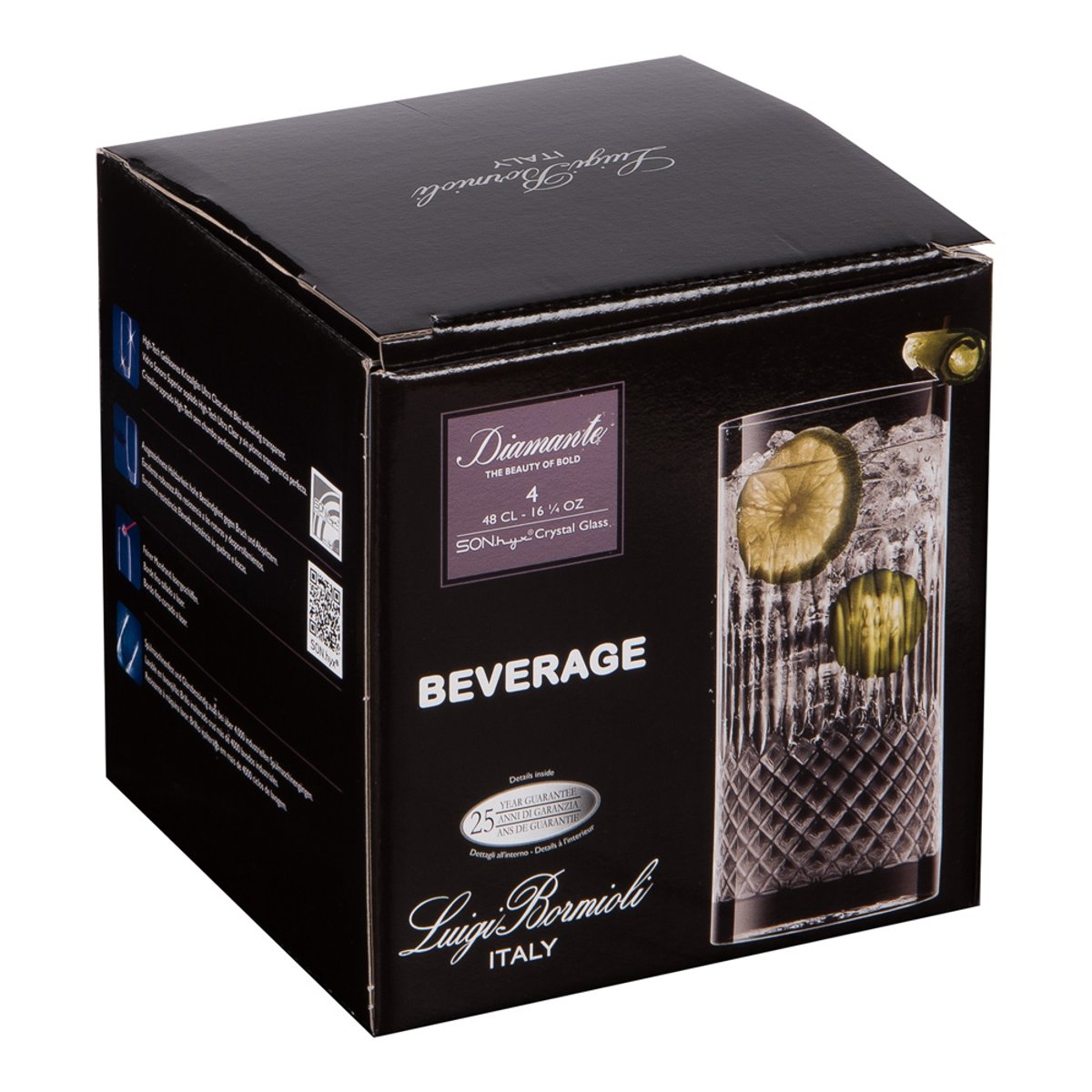 Boîte de 4 gobelets hauts Diamante 48 cl - DIAMANTE transparent / cristal, BORMIOLI LUIGI