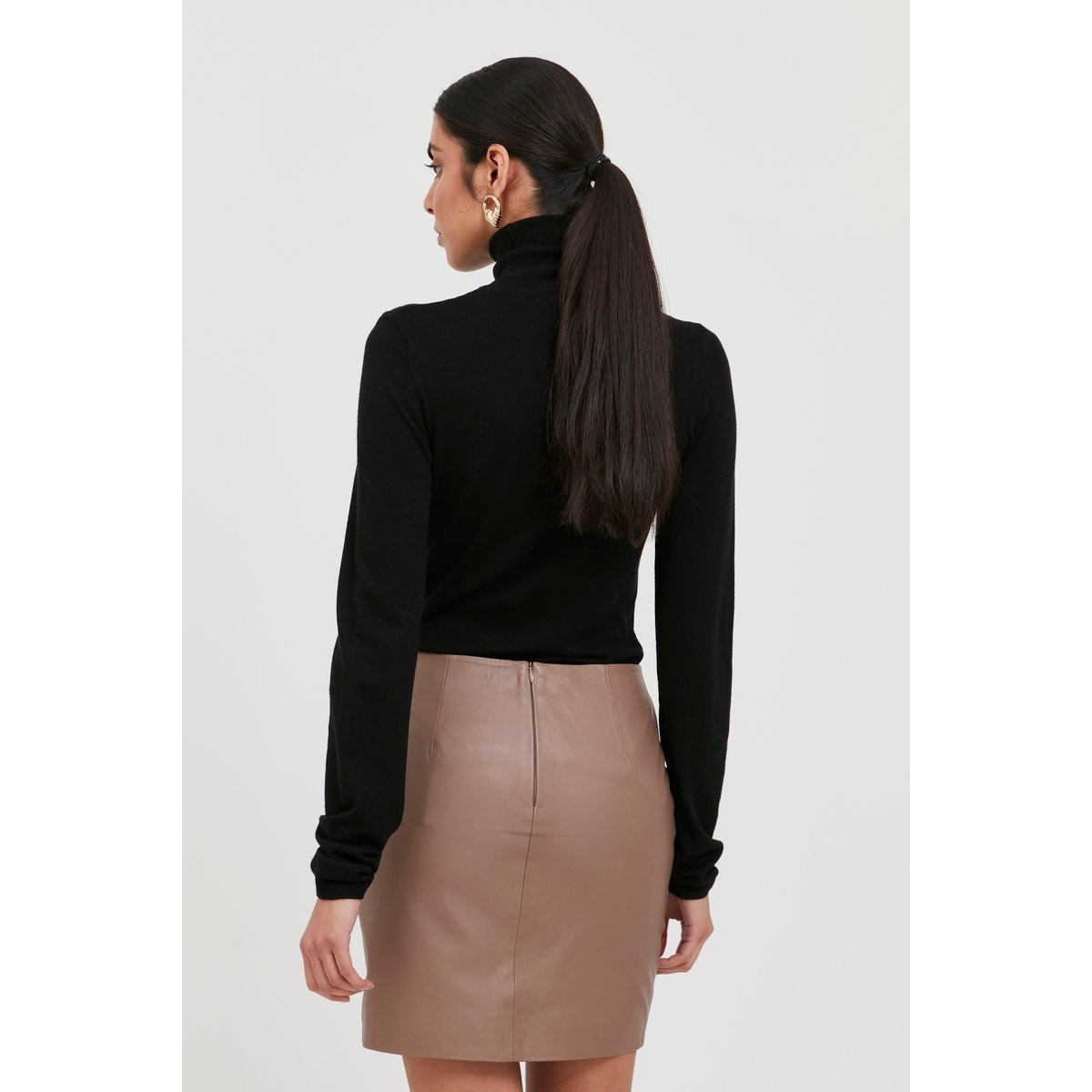Pull en maille manches longues noir black, ICHI