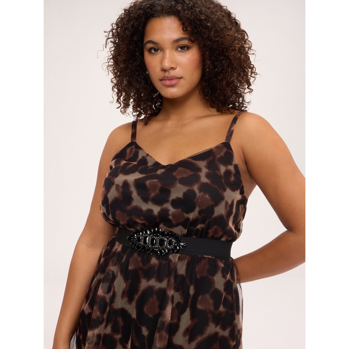 Robe longue imprimé animalier marron, FIORELLA RUBINO