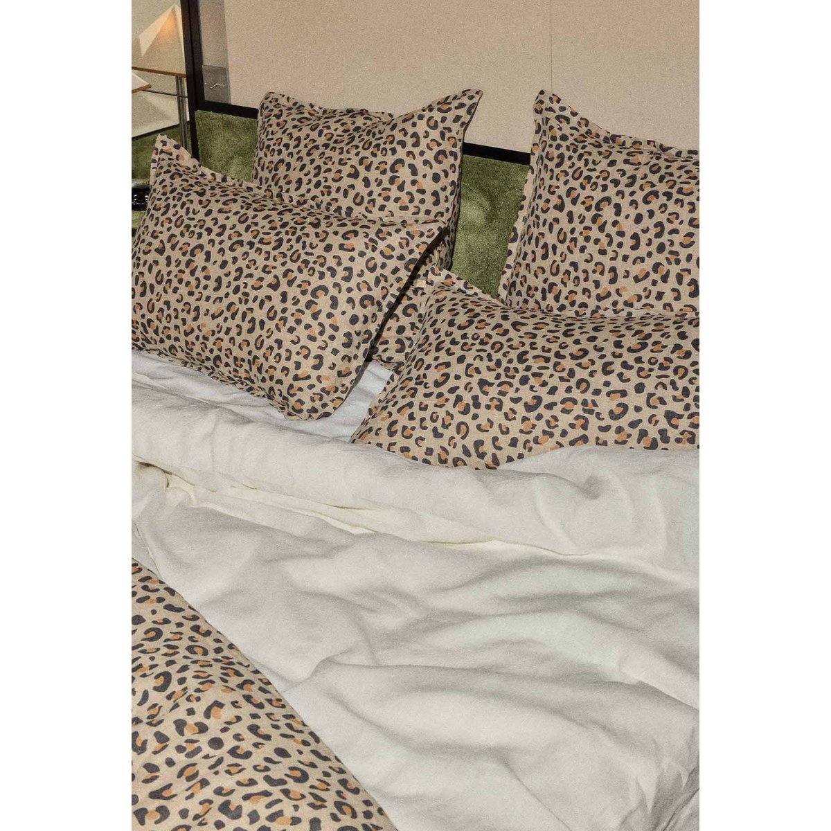 Taie d'oreiller 50x75 cm en lin lavé, LEOPARD léopard, GABRIELLE PARIS