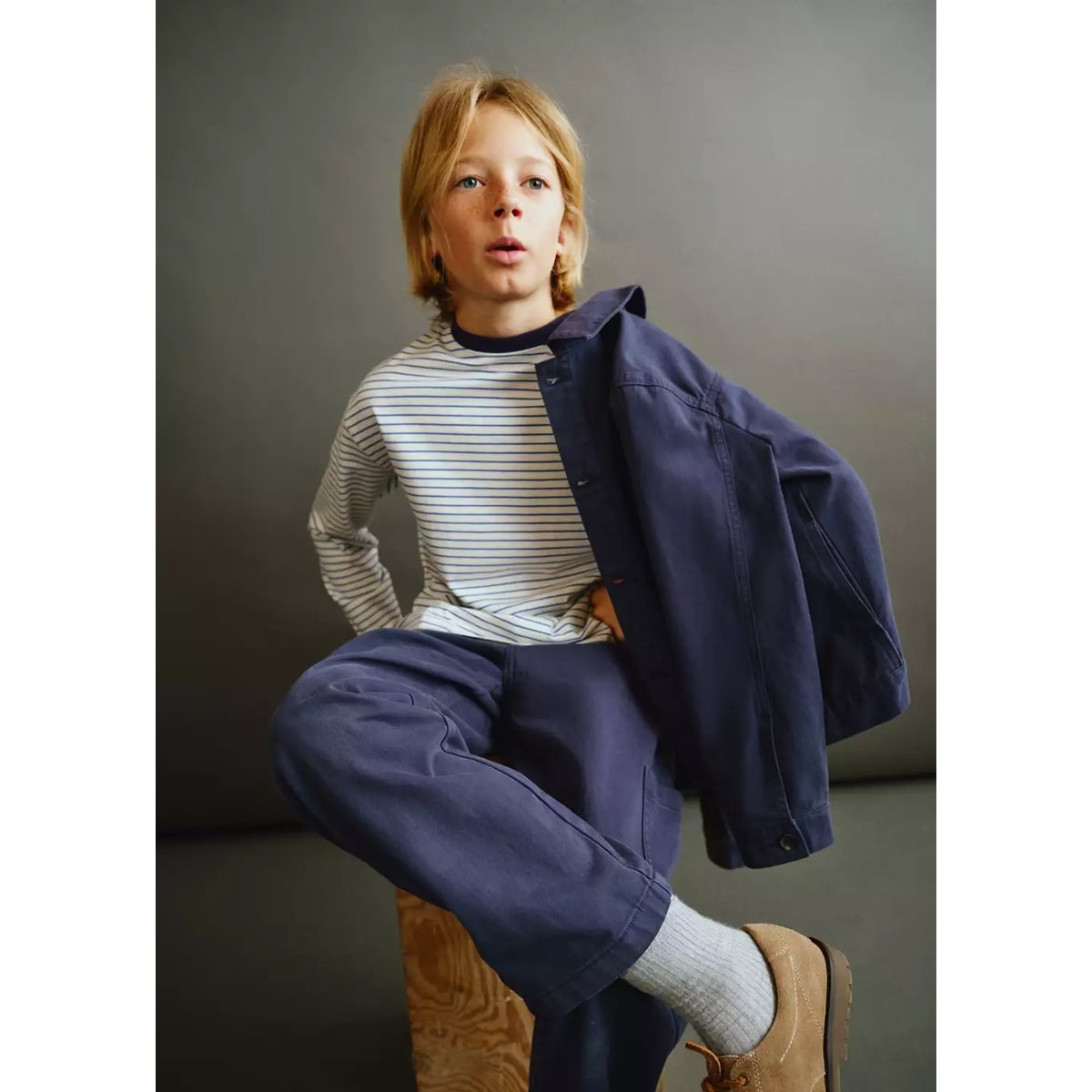 Pantalon cargo coton regular-fit bleu marine, MANGO KIDS
