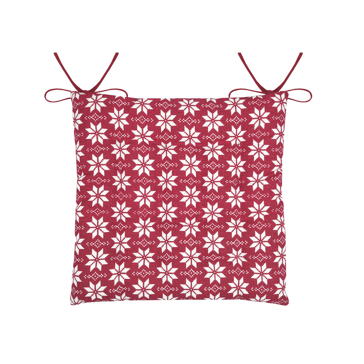 Galette de chaise esprit chalet traditionnel en coton rouge, LOVELY CASA