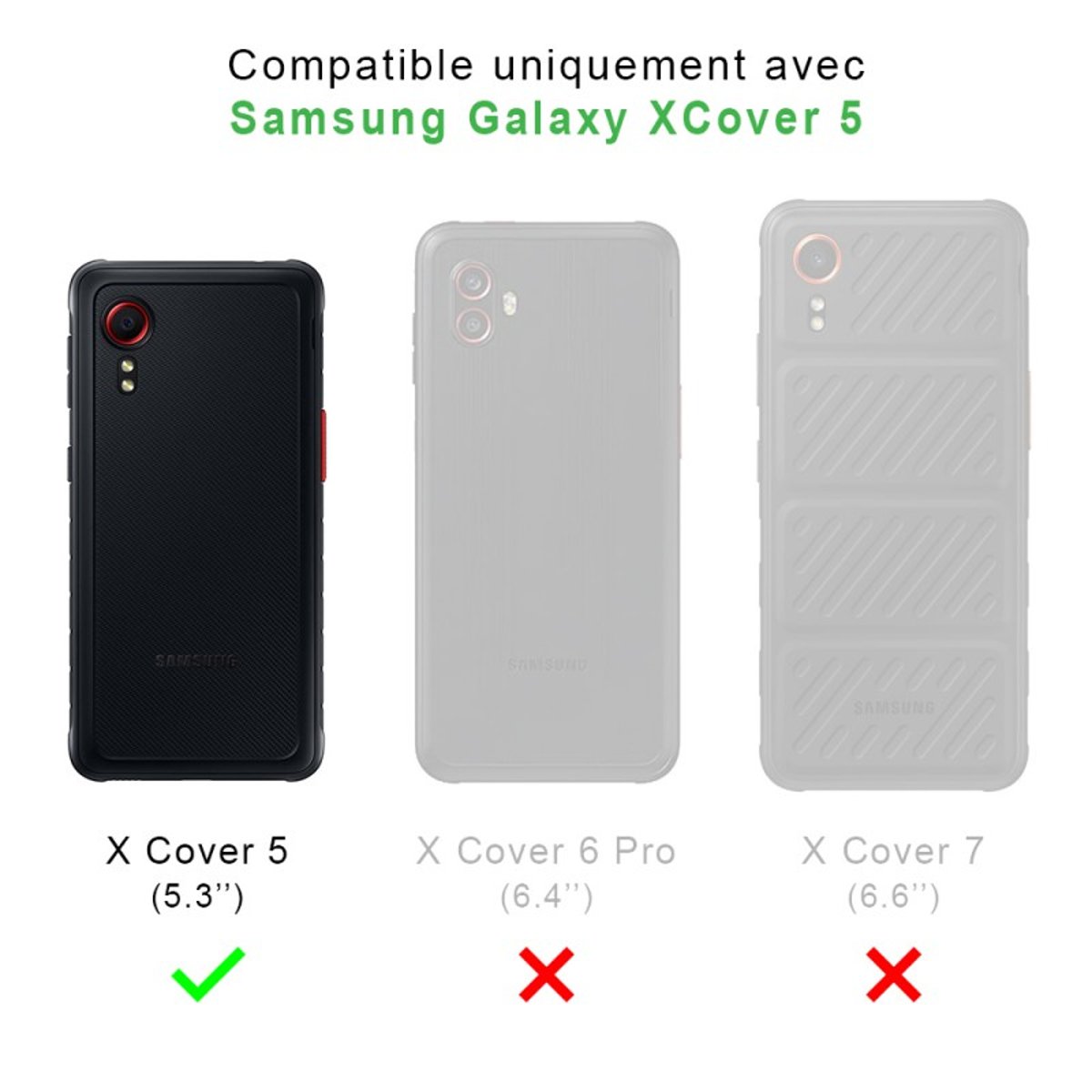 Coque Galaxy Xcover 5 antichoc + 2 vitres transparent, EVETANE