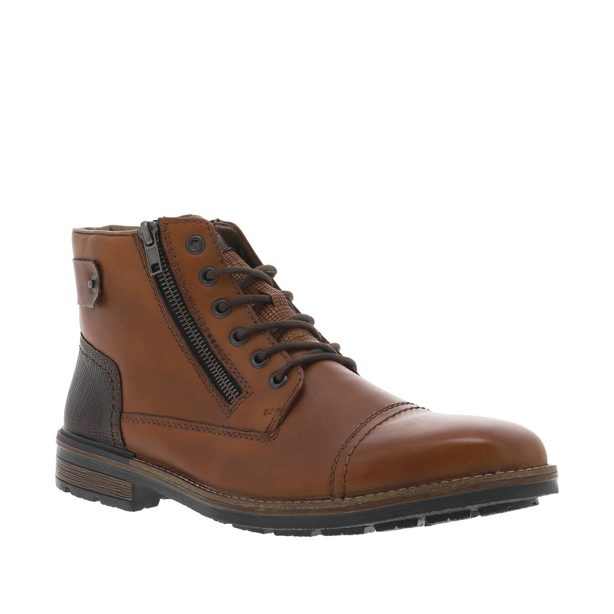 Bottines en cuir marron avec doublure en laine et fermeture zippée marron, RIEKER