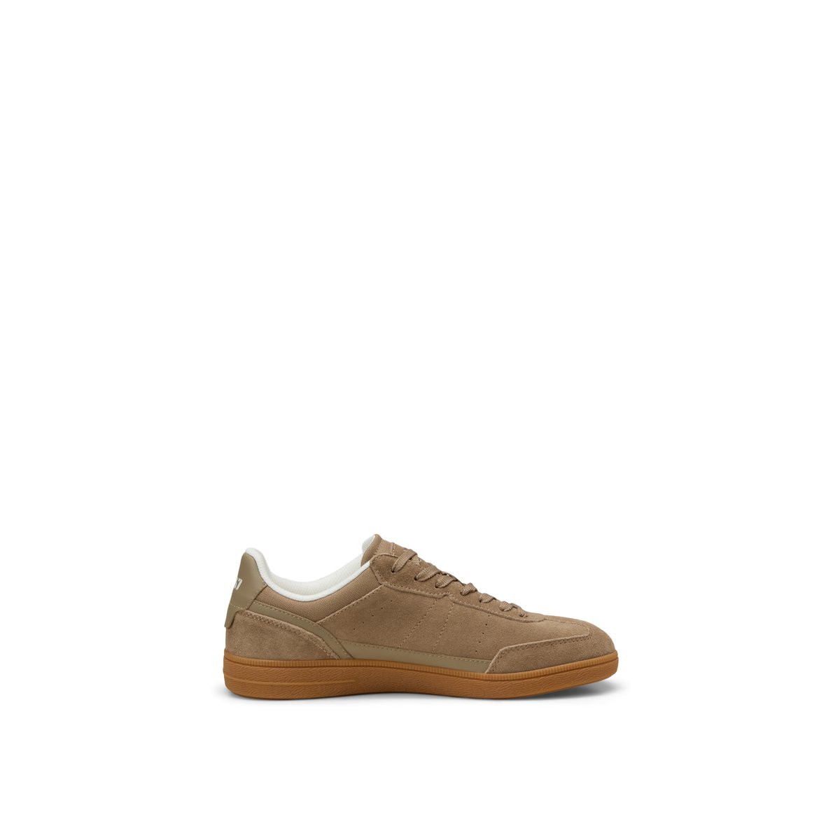 Sneaker modèle Charlie en cuir velours doux beige, MARC O'POLO