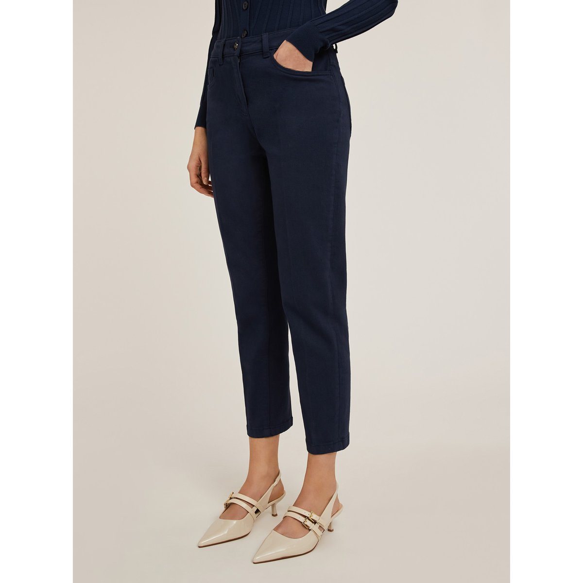 Pantalon carrot en drill Rianne bleu, MOTIVI