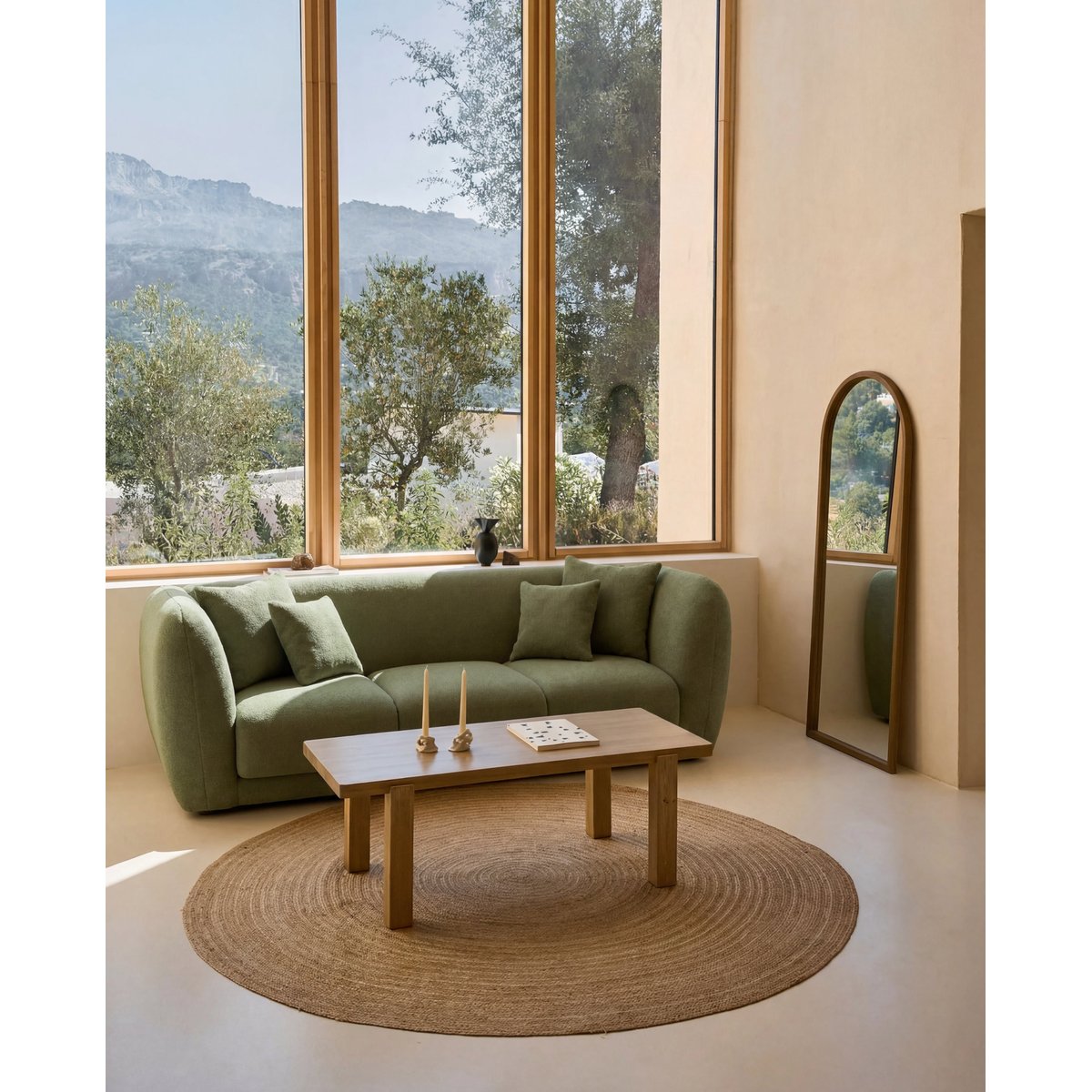 Canapé design 3 places vert - JILL vert olive, HANNUN