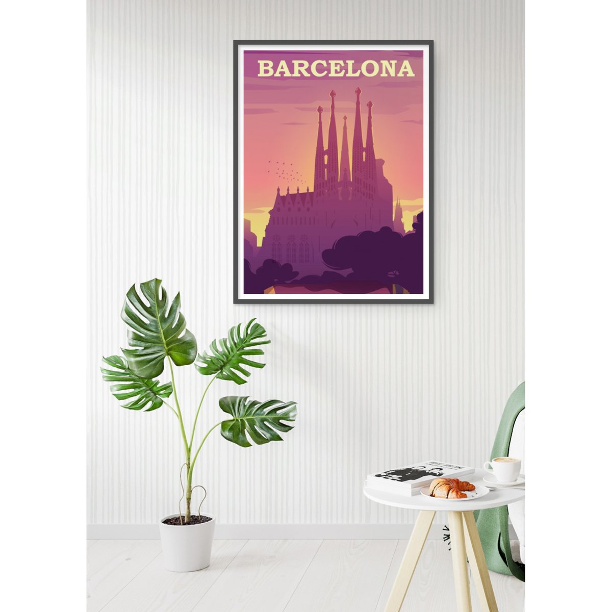 Poster Barcelone blanc, L'AFFICHERIE
