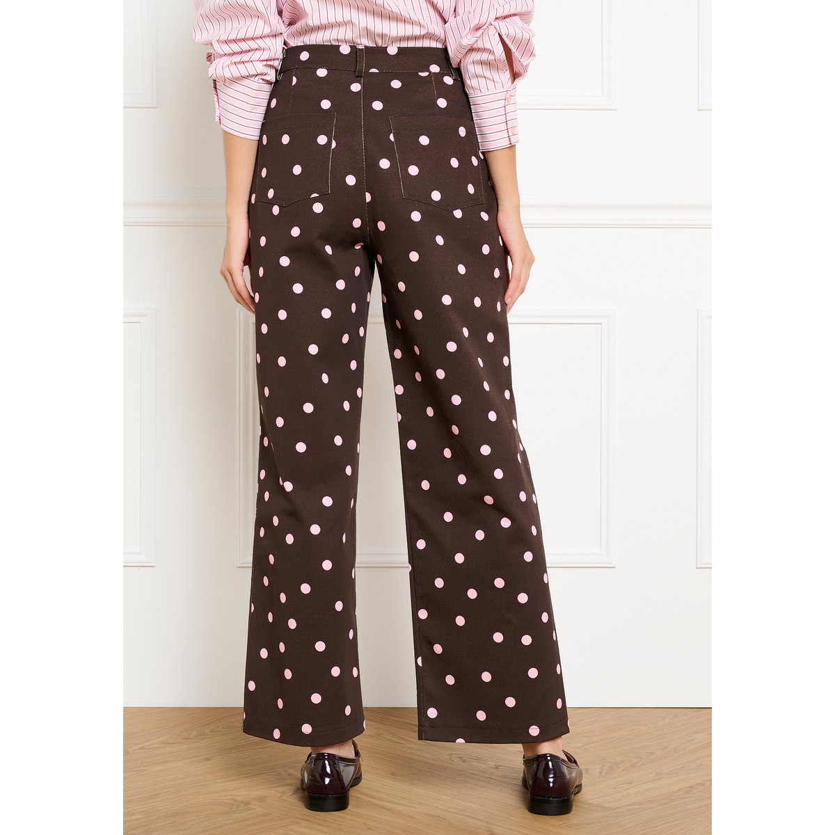 Pantalon large brun fonce chocolate, LOLALIZA