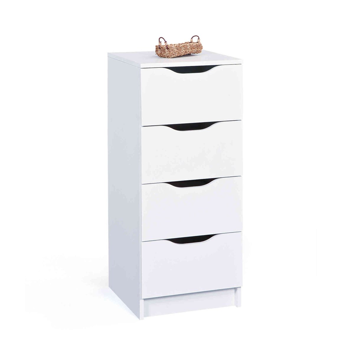 Commode 4 tiroirs en bois blanc, TERRE DE NUIT
